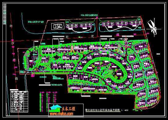 某住宅小区环境布置平面图免费下载 园林绿化及施工